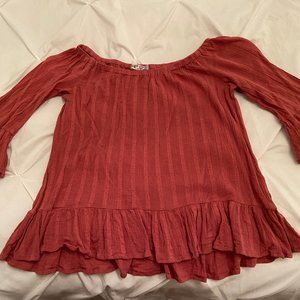 Rusty Pink Off-The-Shoulder Top